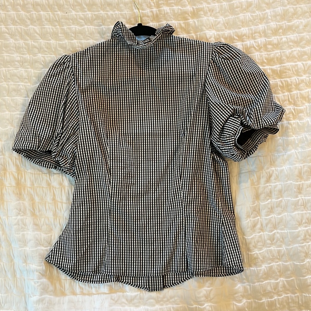 Hunter Bell Gingham Ruffle Button Down Top - image 5